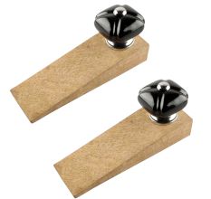 2 Pieces Solid Black Square Ceramic Door Stopper